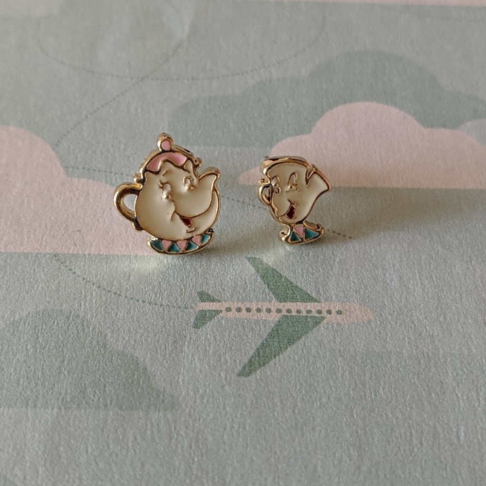 Mrs Potts and chip  Beauty and the Beast stud earrings